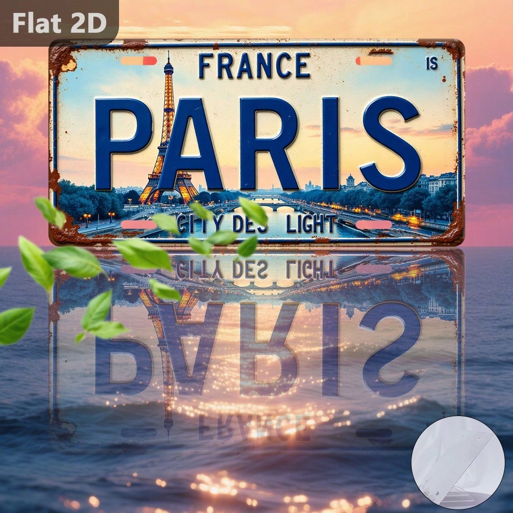 1 Piece Paris Eiffel Tower Theme Aluminum License Plate, 12inch X 6inch, Travel Souvenir, Car Stuff, Garage Decor, Wall Decor, Wall Decor, Room Decor, Car Accesssories, Home Decor, Car Acessesories>Es
