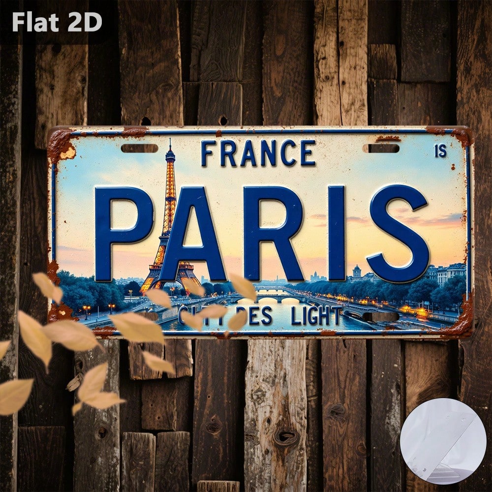 1 Piece Paris Eiffel Tower Theme Aluminum License Plate, 12inch X 6inch, Travel Souvenir, Car Stuff, Garage Decor, Wall Decor, Wall Decor, Room Decor, Car Accesssories, Home Decor, Car Acessesories>Es