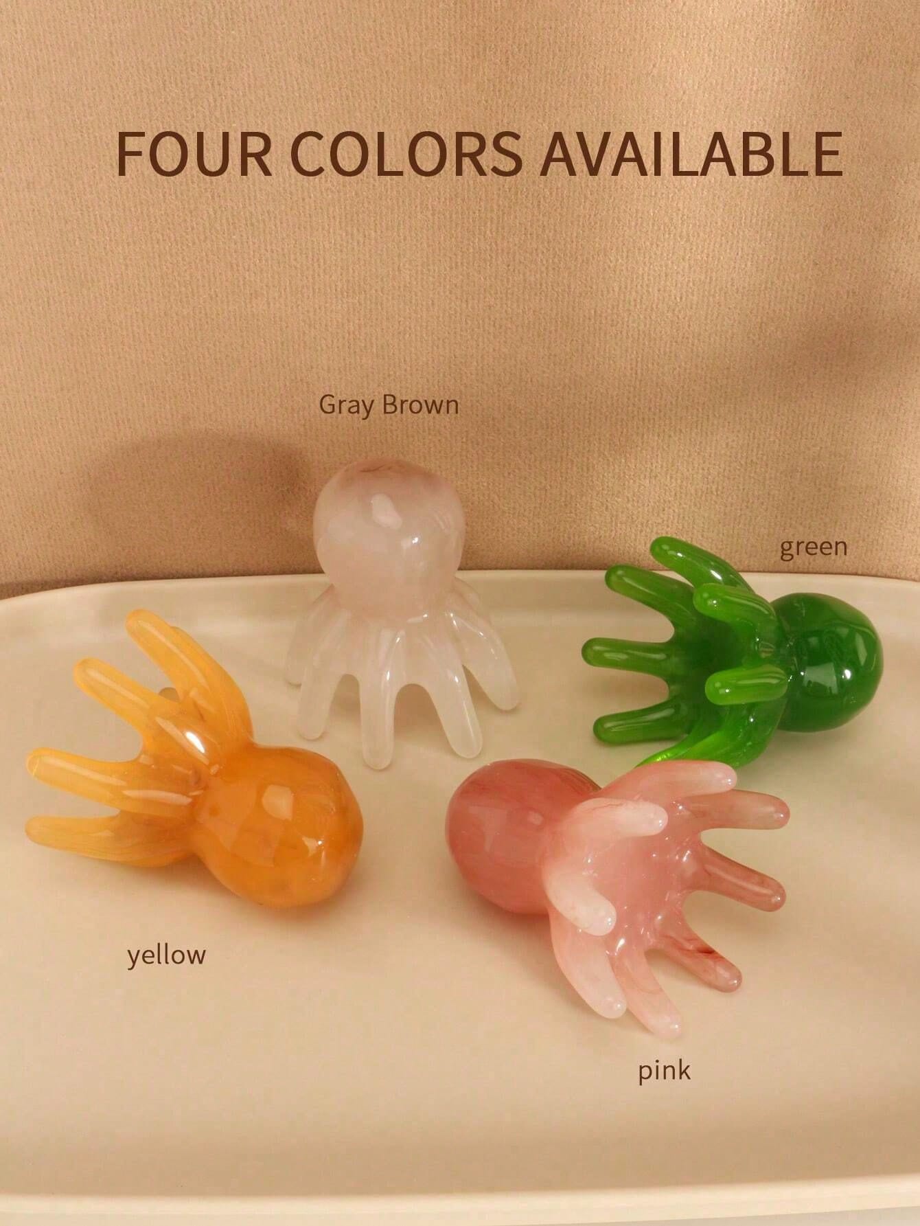1-Piece Set Of Wide Toothed Comb, Head Massage Comb, Cute Octopus Shape, Resin Material, Round Tooth Design, Comfortable Scalp Massage, Available In Four Colors. Hairdressing Tools, Combs, Hair Brushe