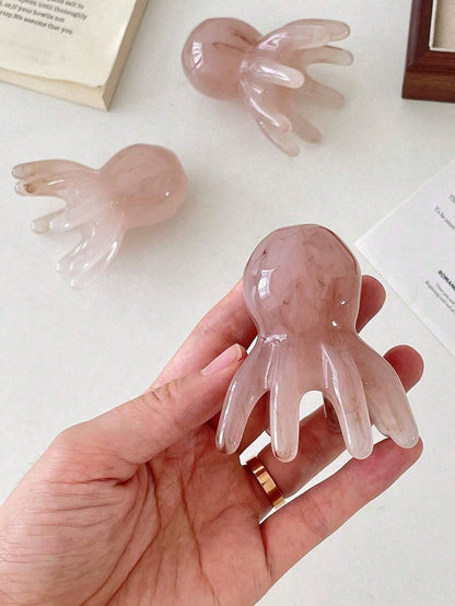 1-Piece Set Of Wide Toothed Comb, Head Massage Comb, Cute Octopus Shape, Resin Material, Round Tooth Design, Comfortable Scalp Massage, Available In Four Colors. Hairdressing Tools, Combs, Hair Brushe