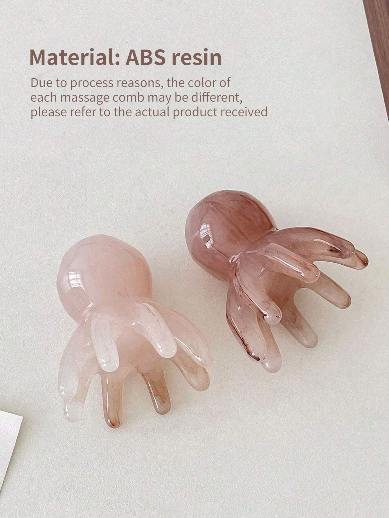 1-Piece Set Of Wide Toothed Comb, Head Massage Comb, Cute Octopus Shape, Resin Material, Round Tooth Design, Comfortable Scalp Massage, Available In Four Colors. Hairdressing Tools, Combs, Hair Brushe