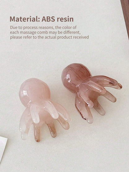 1-Piece Set Of Wide Toothed Comb, Head Massage Comb, Cute Octopus Shape, Resin Material, Round Tooth Design, Comfortable Scalp Massage, Available In Four Colors. Hairdressing Tools, Combs, Hair Brushe