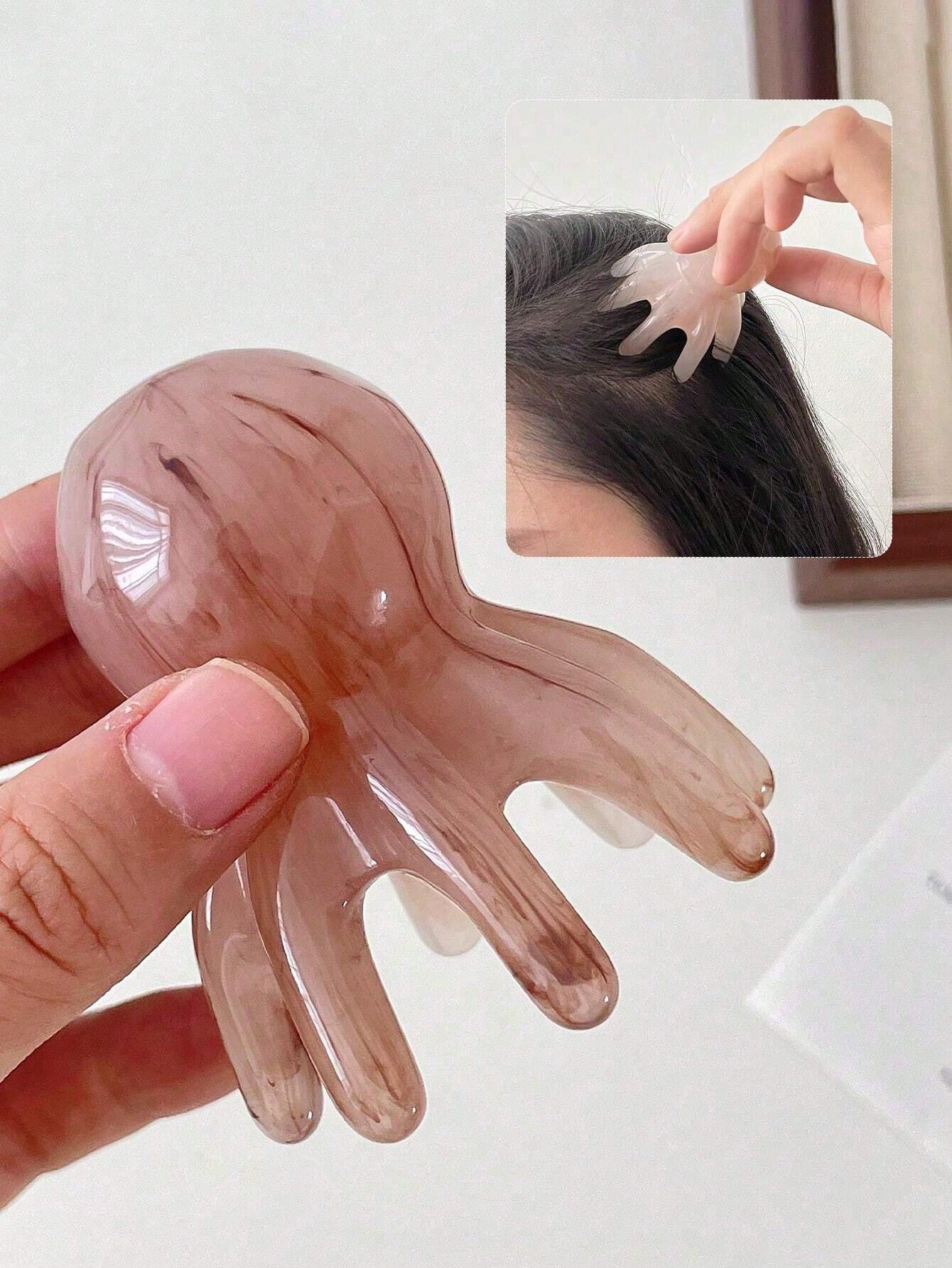 1-Piece Set Of Wide Toothed Comb, Head Massage Comb, Cute Octopus Shape, Resin Material, Round Tooth Design, Comfortable Scalp Massage, Available In Four Colors. Hairdressing Tools, Combs, Hair Brushe