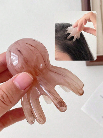 1-Piece Set Of Wide Toothed Comb, Head Massage Comb, Cute Octopus Shape, Resin Material, Round Tooth Design, Comfortable Scalp Massage, Available In Four Colors. Hairdressing Tools, Combs, Hair Brushe