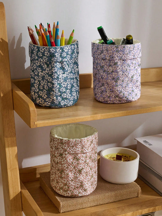 1 Piece, Oxford Cloth Embossed New Natural Pastoral Style Small Flower Pattern Cosmetic Bag, Easy To Carry For Short Trips, Storage Bag, Suitable For Going Out For Storage