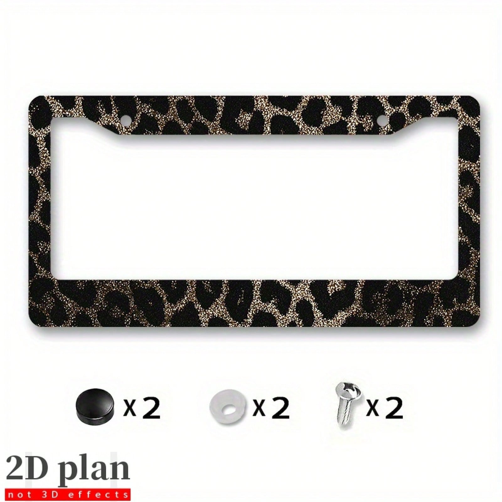 1 Piece, Size 12x6inch (Decorative Only) License Plate Frame Luxurious Leopard Print License Plate Frame Cover- Gold And Black Glossy/Matte, Gold Decorative Edge, Scratch-Resistant License Plate, Pre