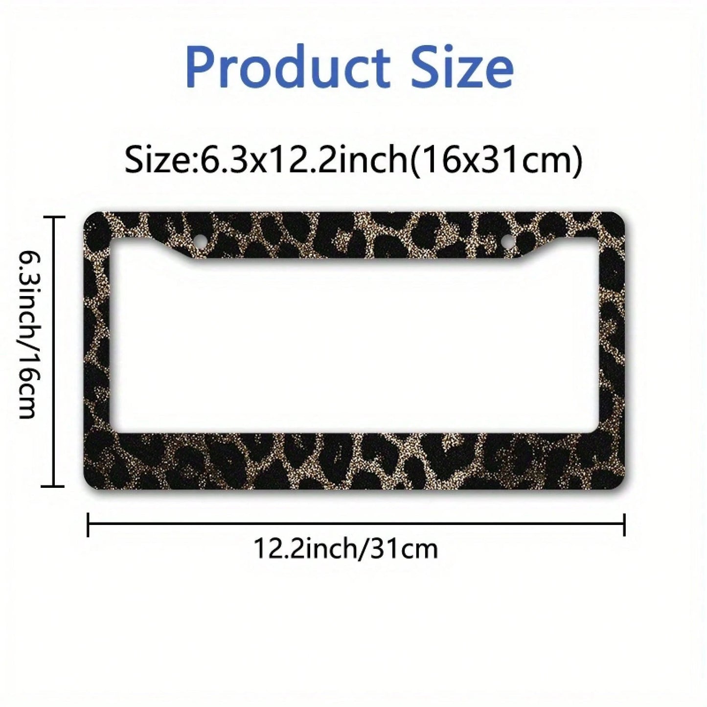 1 Piece, Size 12x6inch (Decorative Only) License Plate Frame Luxurious Leopard Print License Plate Frame Cover- Gold And Black Glossy/Matte, Gold Decorative Edge, Scratch-Resistant License Plate, Pre