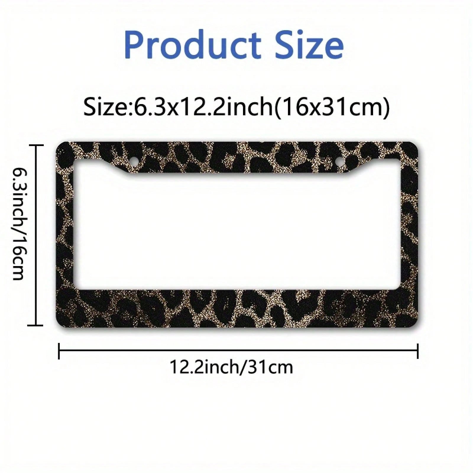 1 Piece, Size 12x6inch (Decorative Only) License Plate Frame Luxurious Leopard Print License Plate Frame Cover- Gold And Black Glossy/Matte, Gold Decorative Edge, Scratch-Resistant License Plate, Pre