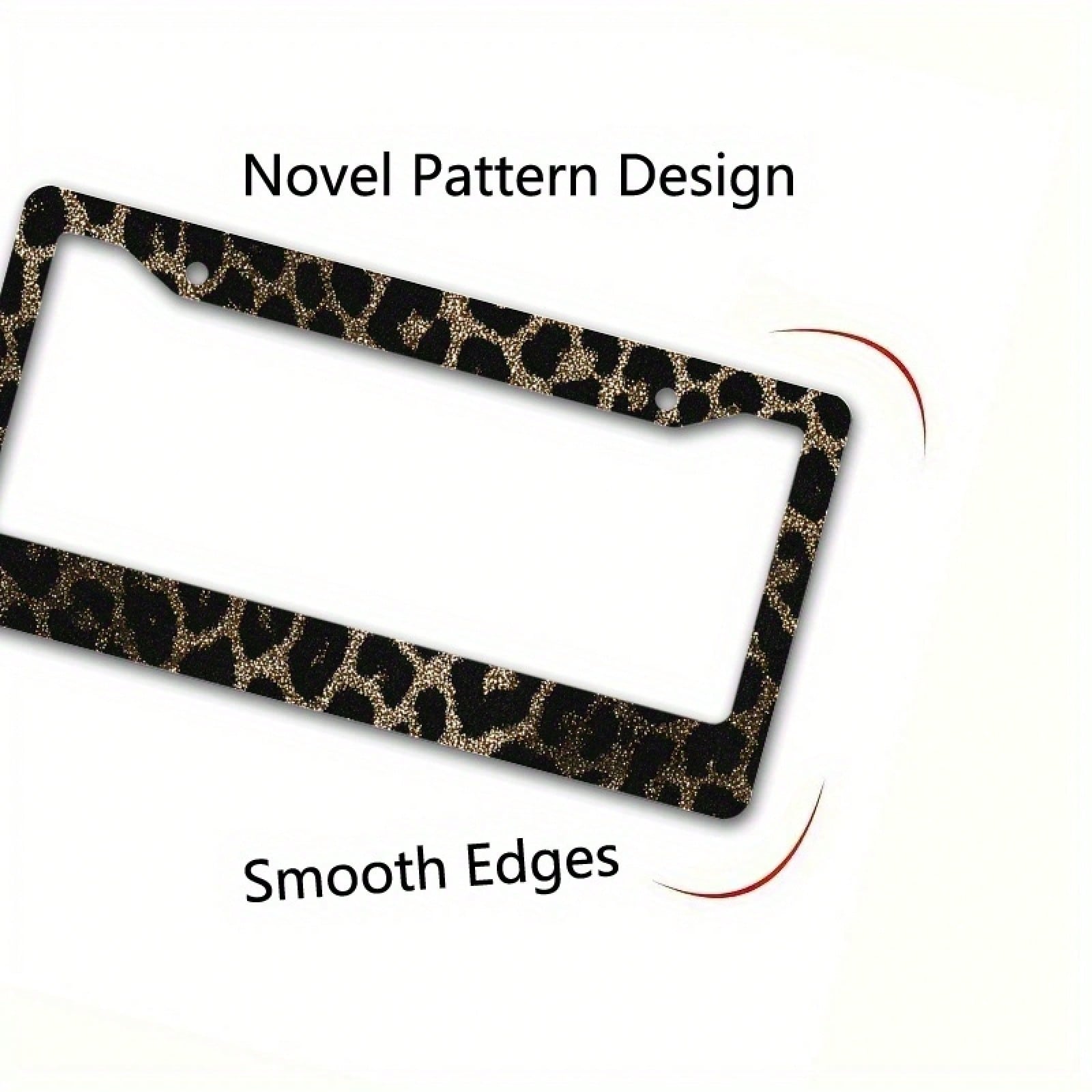 1 Piece, Size 12x6inch (Decorative Only) License Plate Frame Luxurious Leopard Print License Plate Frame Cover- Gold And Black Glossy/Matte, Gold Decorative Edge, Scratch-Resistant License Plate, Pre