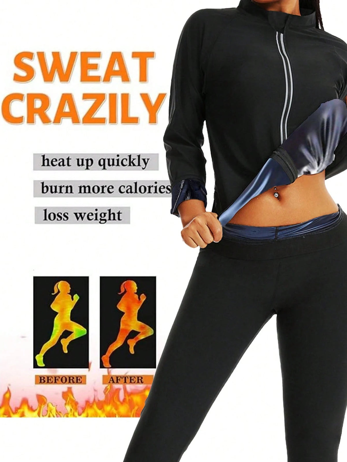1 Set 2025 New Design Women Outdoor Running/Fitness Long Sleeve + Long Pants, Top + Bottoms Set, Zipper Design, Waist Training Fall