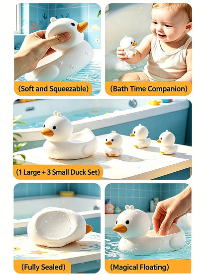 1 Set Animal Shaped Bath Toys (Duck/Otter/Seal), Durable Plastic Floating Animal Toys, Infant/Toddler Bathtub Water Toys, Suitable For Babies 6 Months And Up, Bathroom/Pool Water Toy Set, Essential In