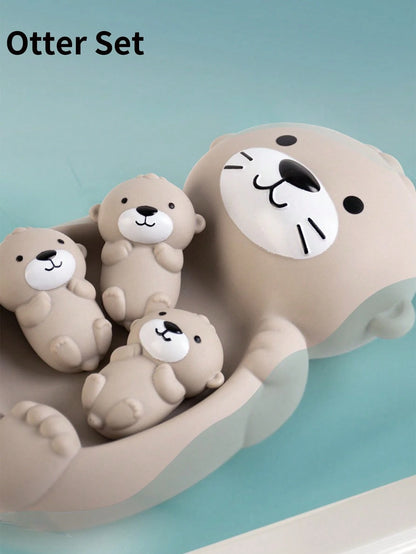 1 Set Animal Shaped Bath Toys (Duck/Otter/Seal), Durable Plastic Floating Animal Toys, Infant/Toddler Bathtub Water Toys, Suitable For Babies 6 Months And Up, Bathroom/Pool Water Toy Set, Essential In
