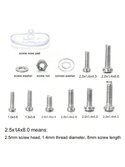 1 Set Eyeglasses Repair Kit, Eyeglass Screws And Screwdriver For Glasses, Sunglass, Jewelry, Spectacles And Watch