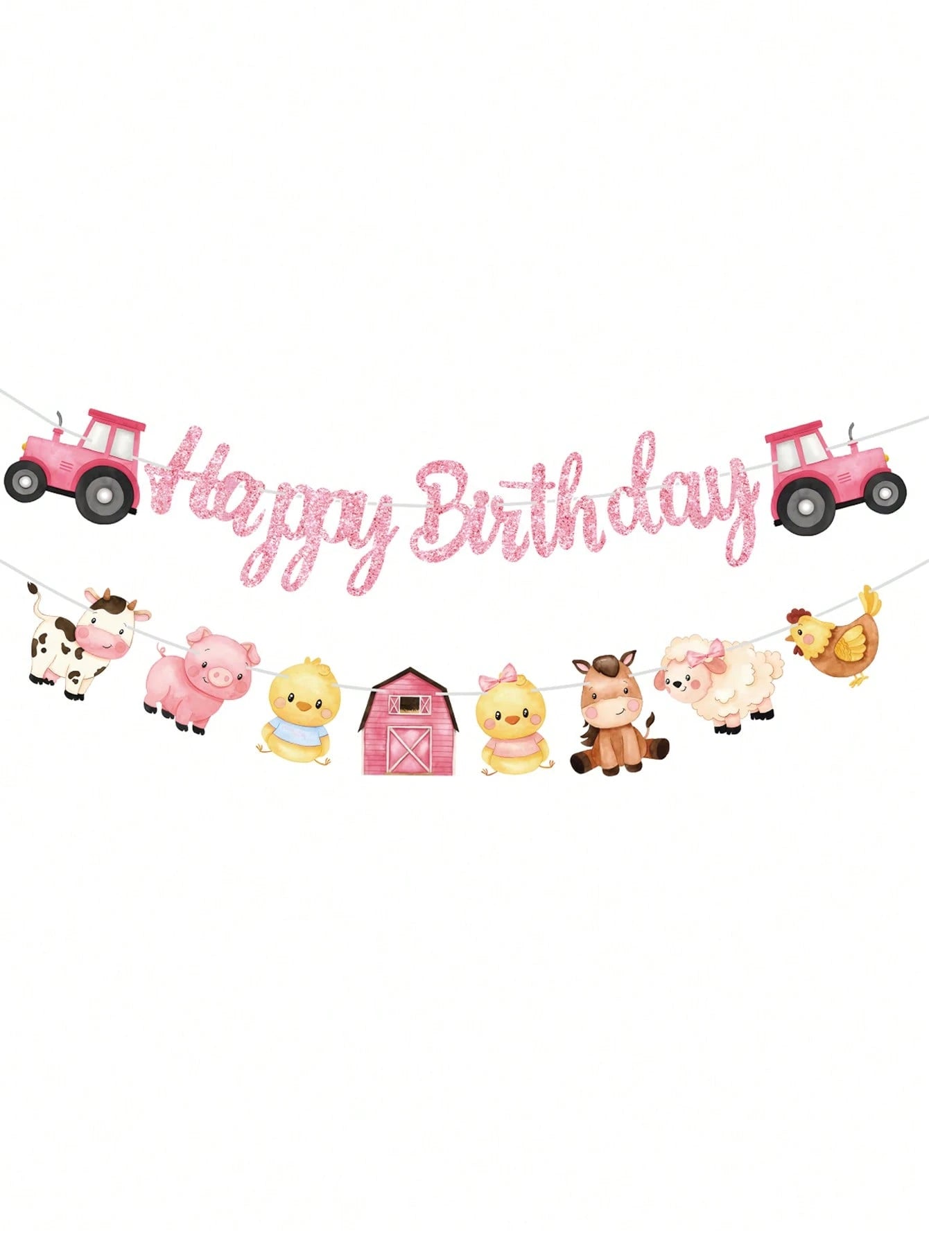1 Set Farm Animal Theme Happy Birthday Banner, Birthday Party Pennant, 1st Birthday Party Background Decor, Girl Birthday Party Supplies, Baby Shower Party Hanging Decor, Newborn Party Wall Decor, Bir