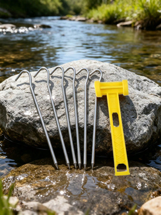 1 Set Heavy Duty Steel Tent Stakes With Stake Puller, Tent Accessories