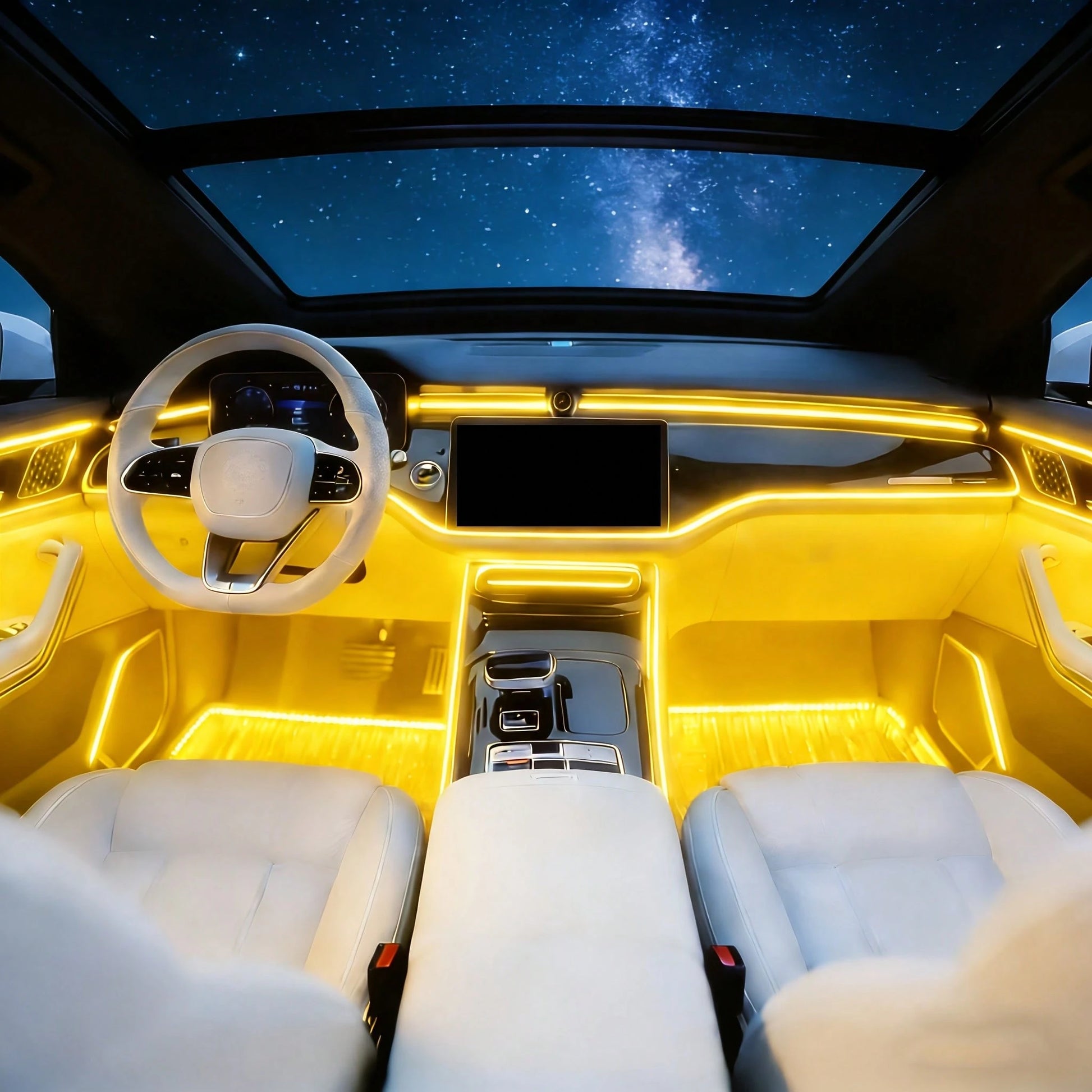 1 Set Of Car Ambient Lighting, 300cm/118inch Long Fiber Optic Cable, USB Interface, Mobile APP Music Rhythm Control, Car Interior LED Neon Light Accessories, Car LED Accessories, Gift.