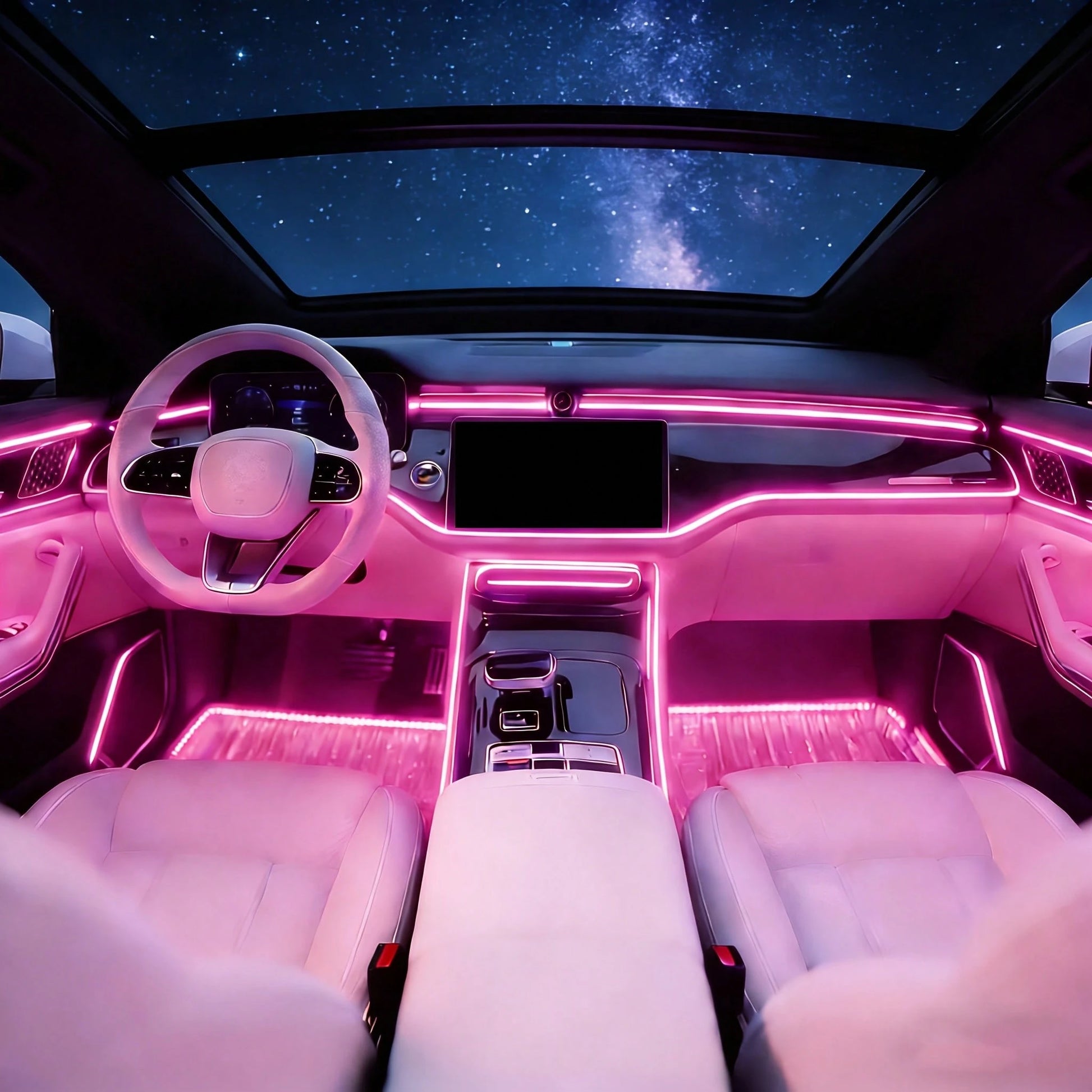 1 Set Of Car Ambient Lighting, 300cm/118inch Long Fiber Optic Cable, USB Interface, Mobile APP Music Rhythm Control, Car Interior LED Neon Light Accessories, Car LED Accessories, Gift.