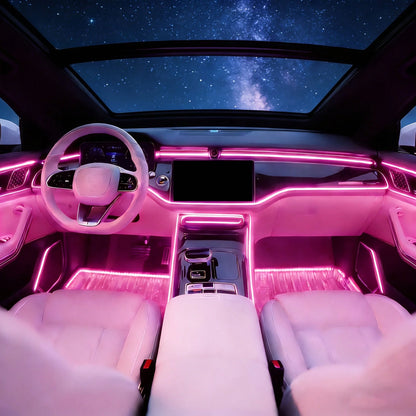1 Set Of Car Ambient Lighting, 300cm/118inch Long Fiber Optic Cable, USB Interface, Mobile APP Music Rhythm Control, Car Interior LED Neon Light Accessories, Car LED Accessories, Gift.