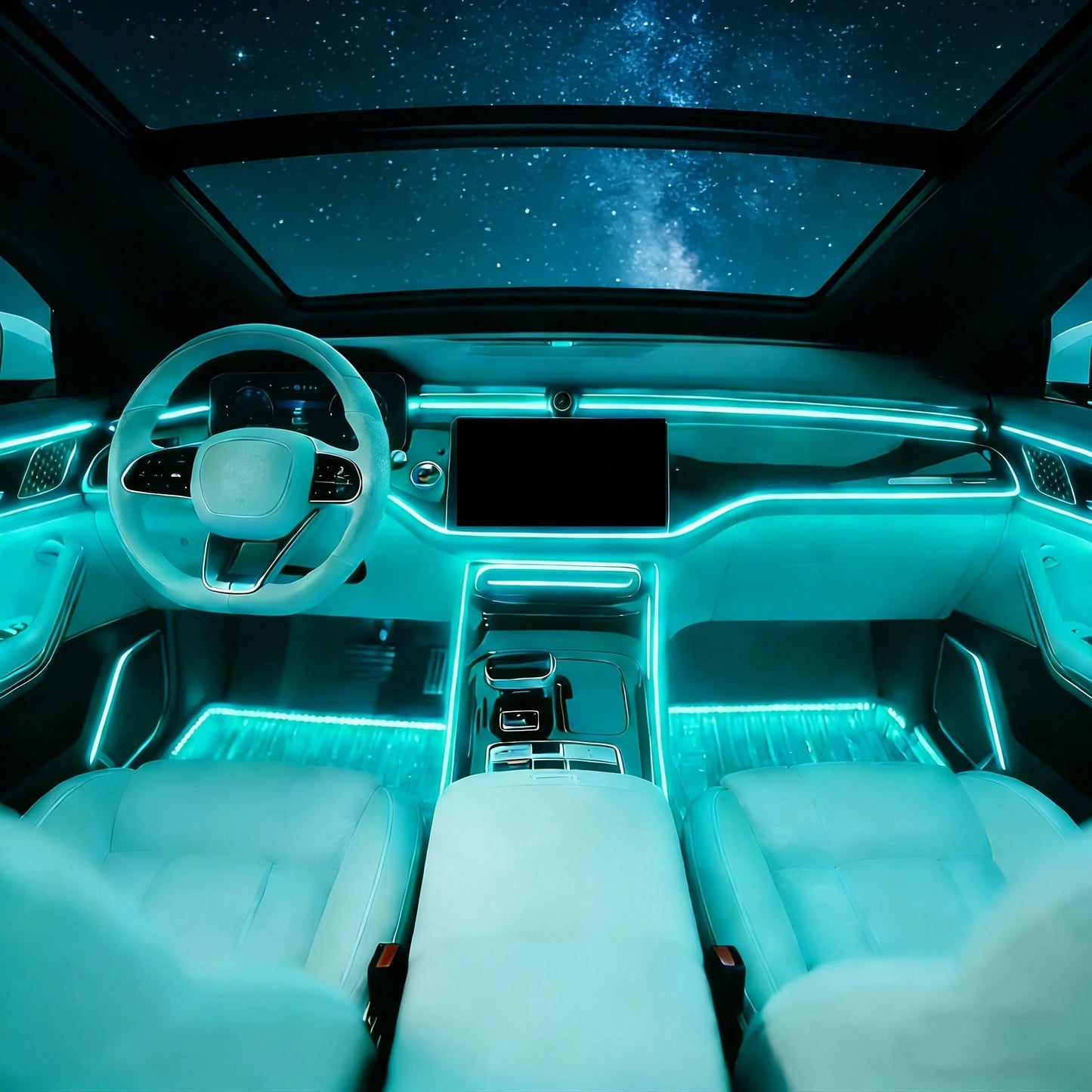 1 Set Of Car Ambient Lighting, 300cm/118inch Long Fiber Optic Cable, USB Interface, Mobile APP Music Rhythm Control, Car Interior LED Neon Light Accessories, Car LED Accessories, Gift.