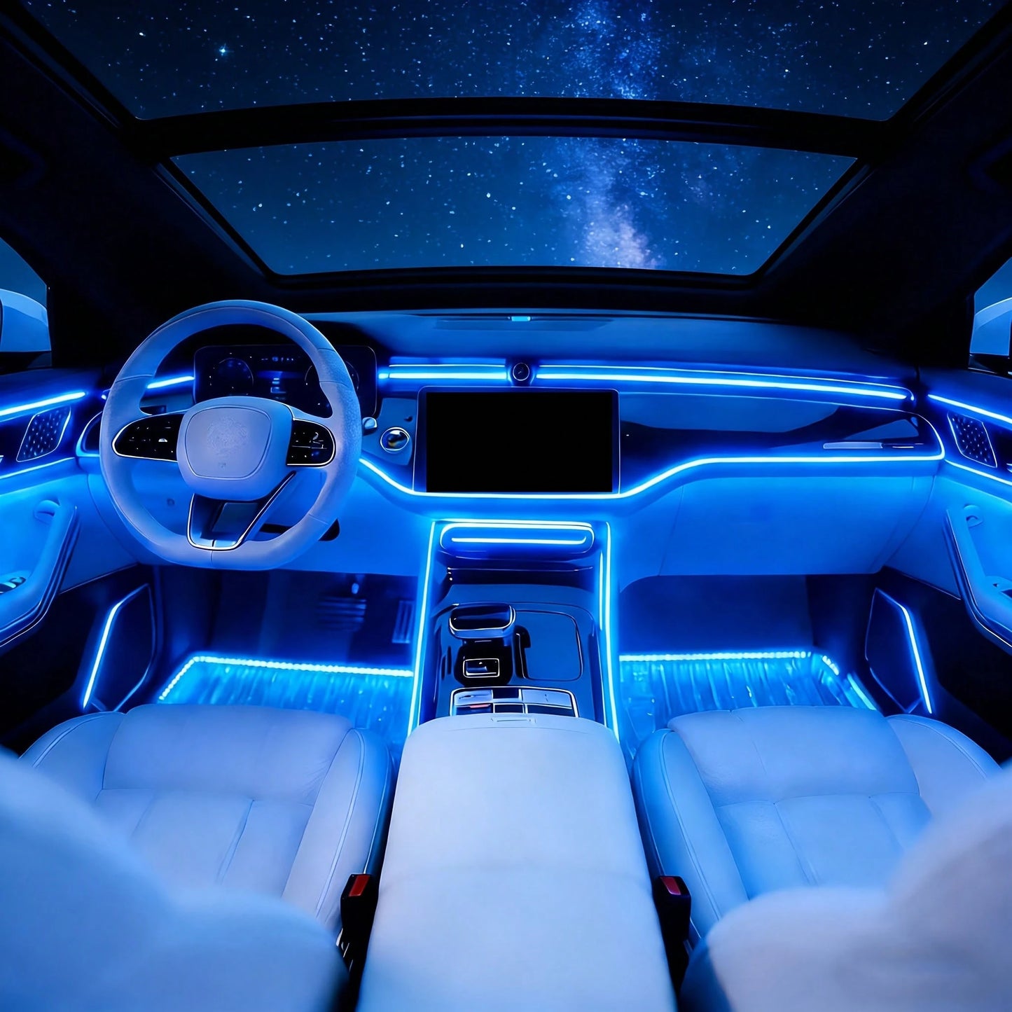 1 Set Of Car Ambient Lighting, 300cm/118inch Long Fiber Optic Cable, USB Interface, Mobile APP Music Rhythm Control, Car Interior LED Neon Light Accessories, Car LED Accessories, Gift.