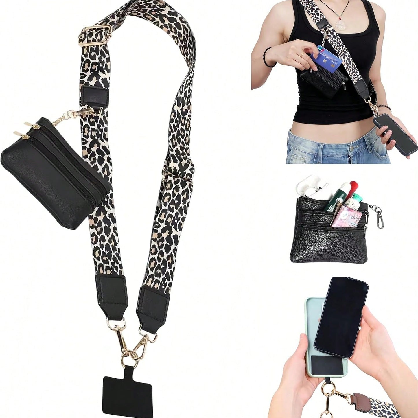 1 Set Phone Accessory Kit, Includes Phone Case Lanyard, Crossbody Phone Charm, Phone Accessory Bag Pendant, Zipper Wallet, Keychain, And Replaceable Shoulder Strap And Adjustable Strap. This Product I