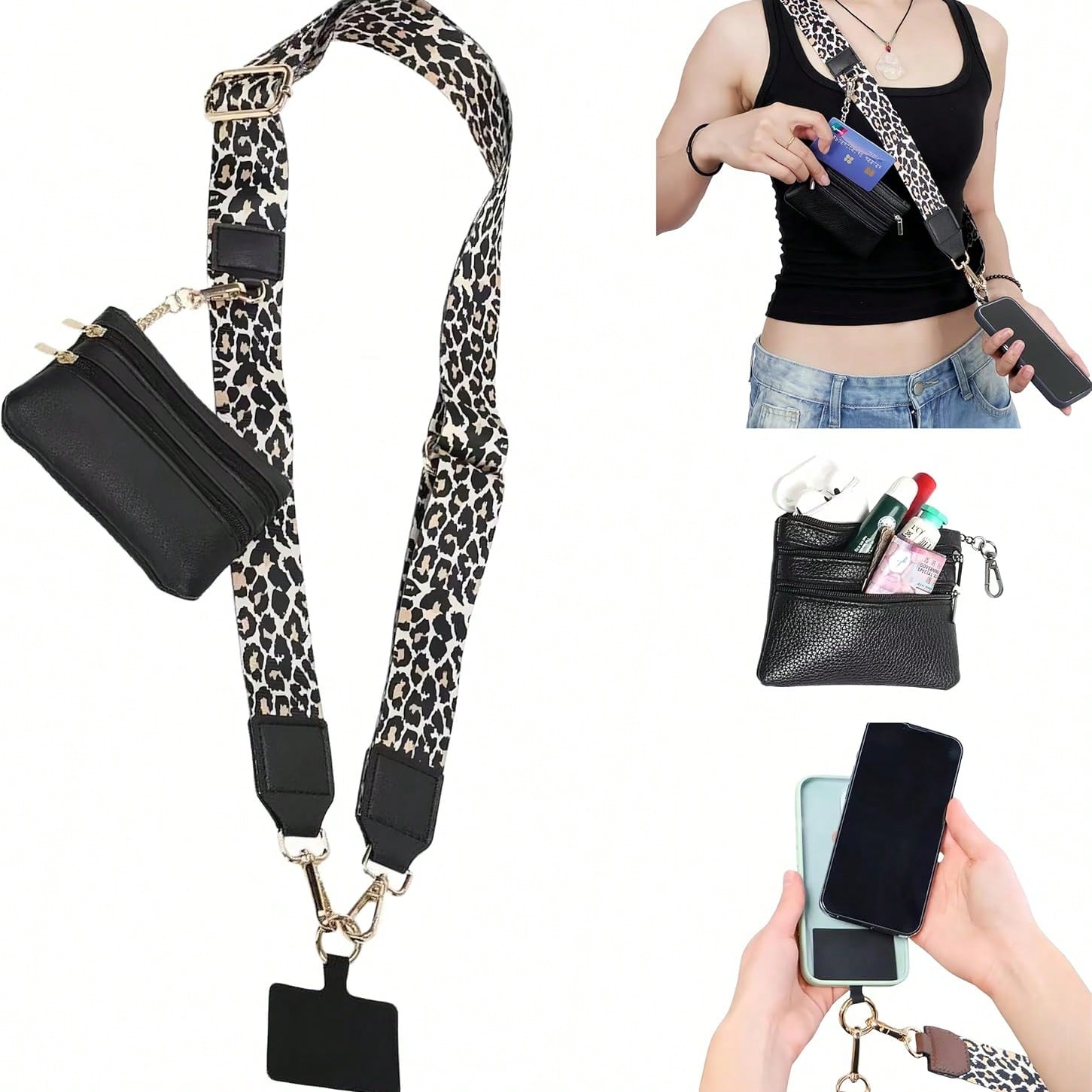 1 Set Phone Accessory Kit, Includes Phone Case Lanyard, Crossbody Phone Charm, Phone Accessory Bag Pendant, Zipper Wallet, Keychain, And Replaceable Shoulder Strap And Adjustable Strap. This Product I