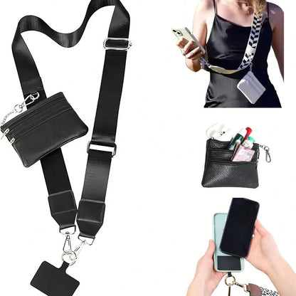 1 Set Phone Accessory Kit, Includes Phone Case Lanyard, Crossbody Phone Charm, Phone Accessory Bag Pendant, Zipper Wallet, Keychain, And Replaceable Shoulder Strap And Adjustable Strap. This Product I
