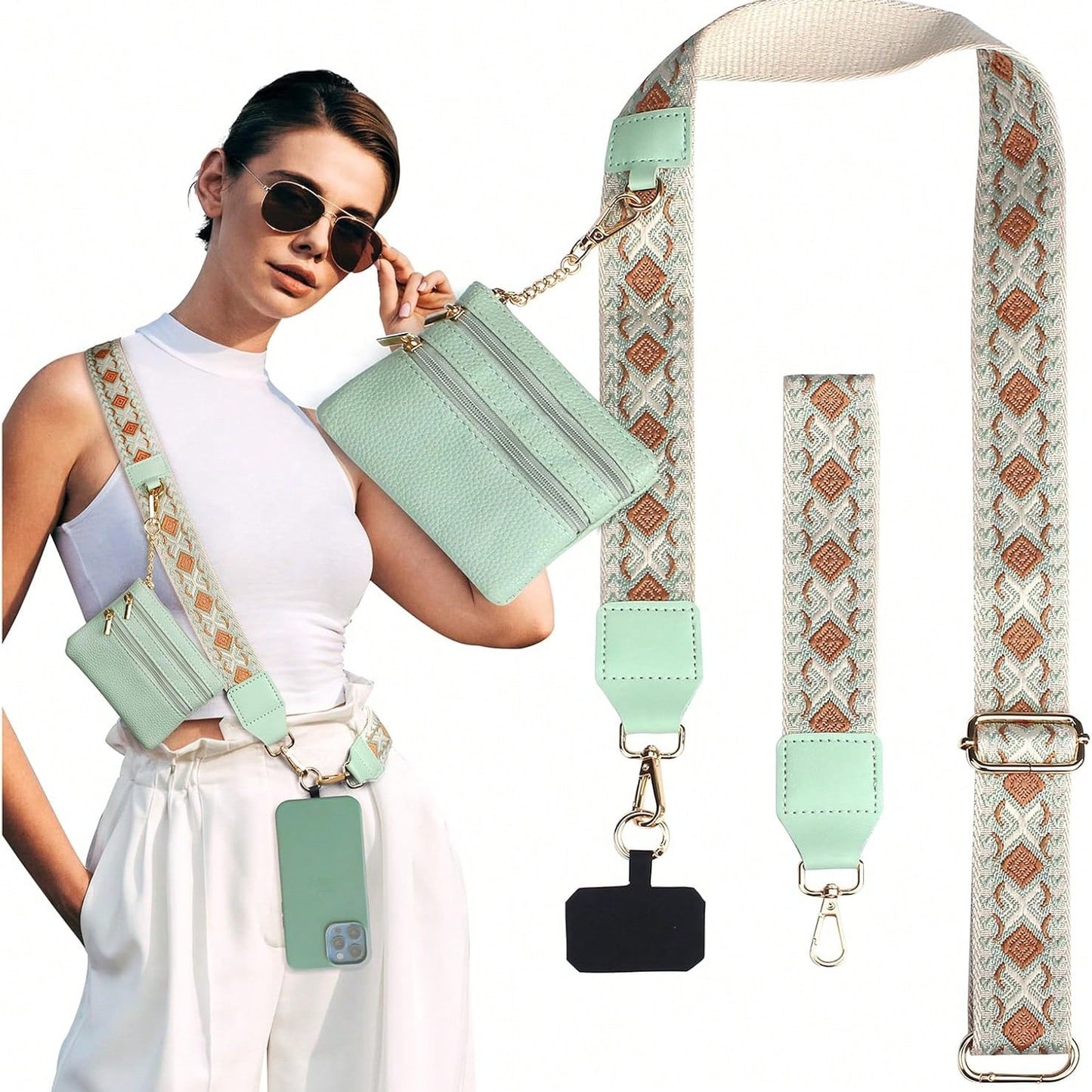 1 Set Phone Accessory Kit, Includes Phone Case Lanyard, Crossbody Phone Charm, Phone Accessory Bag Pendant, Zipper Wallet, Keychain, And Replaceable Shoulder Strap And Adjustable Strap. This Product I