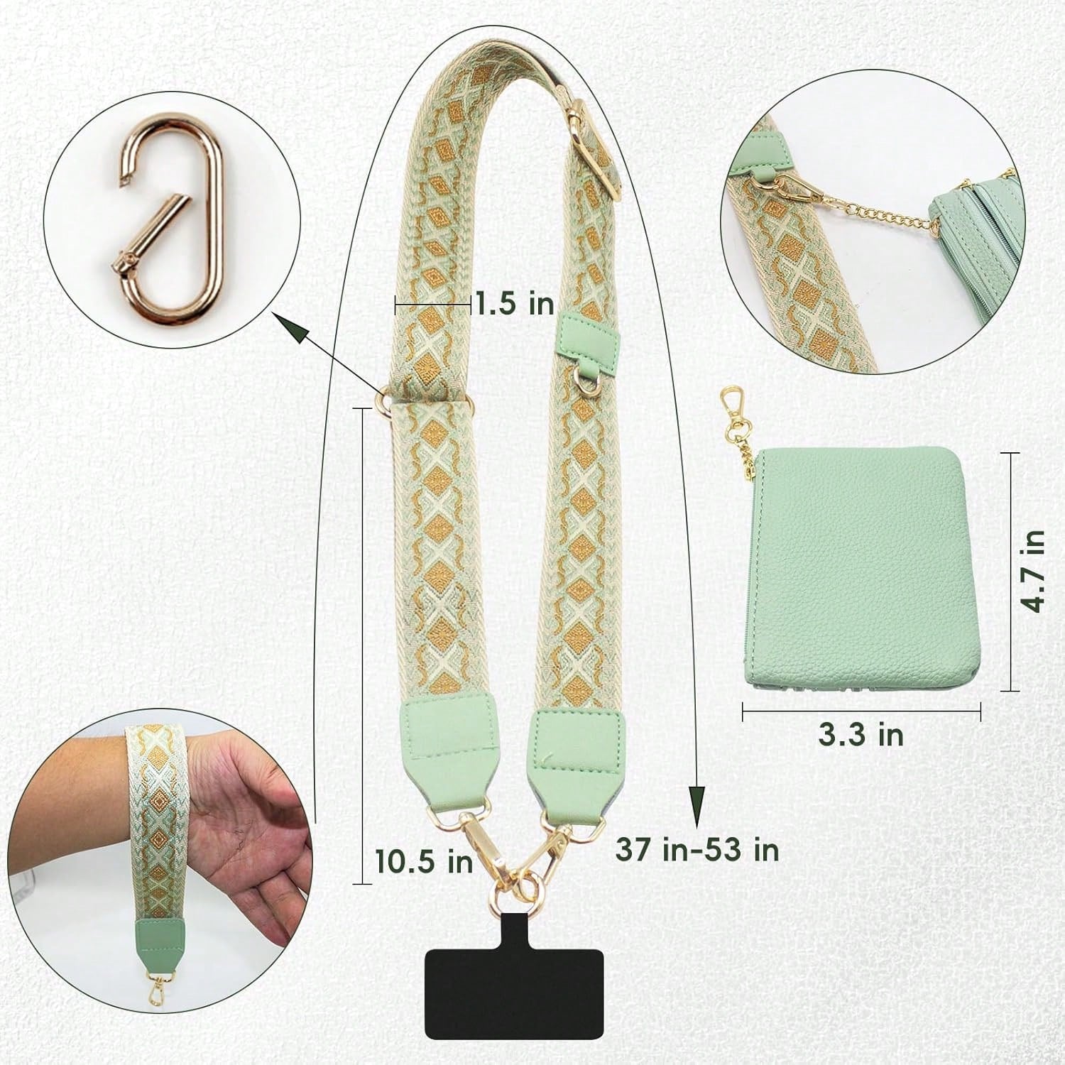 1 Set Phone Accessory Kit, Includes Phone Case Lanyard, Crossbody Phone Charm, Phone Accessory Bag Pendant, Zipper Wallet, Keychain, And Replaceable Shoulder Strap And Adjustable Strap. This Product I