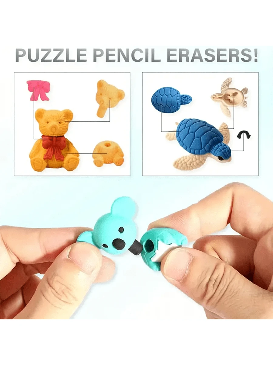 10/20/30pcs Colorful Animal Eraser Set Random Style- Cute Mini Animal Erasers, Classroom Rewards And Party Favors, Collectible Desk Pets- Various Styles Of Fun Pet Charming Stationery, Perfect Stude
