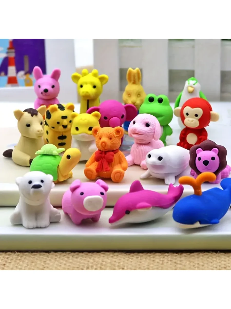 10/20/30pcs Colorful Animal Eraser Set Random Style- Cute Mini Animal Erasers, Classroom Rewards And Party Favors, Collectible Desk Pets- Various Styles Of Fun Pet Charming Stationery, Perfect Stude