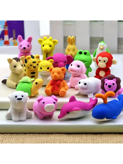 10/20/30pcs Colorful Animal Eraser Set Random Style- Cute Mini Animal Erasers, Classroom Rewards And Party Favors, Collectible Desk Pets- Various Styles Of Fun Pet Charming Stationery, Perfect Stude