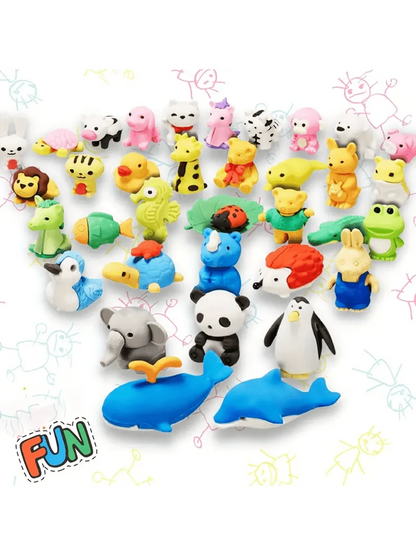 10/20/30pcs Colorful Animal Eraser Set Random Style- Cute Mini Animal Erasers, Classroom Rewards And Party Favors, Collectible Desk Pets- Various Styles Of Fun Pet Charming Stationery, Perfect Stude