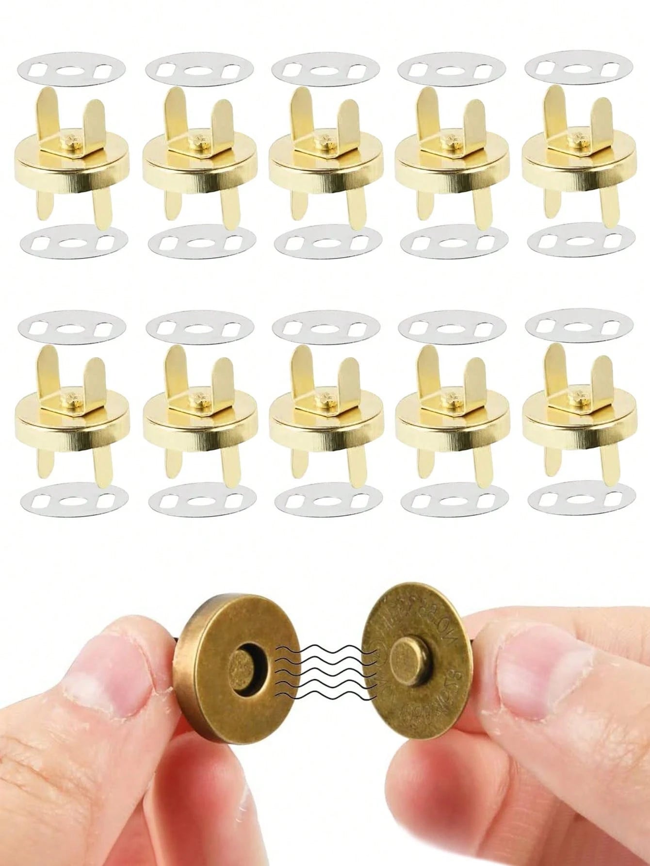 10/20 Sets 14mm Magnetic Button Clasps Snaps Fastener Clasps Button Knitting Buttons Sets For Sewing, Craft, Purses, Bags, Clothes, Leather, Magnetic Purse Closure Fasteners, Sewing On Magnetic Snaps