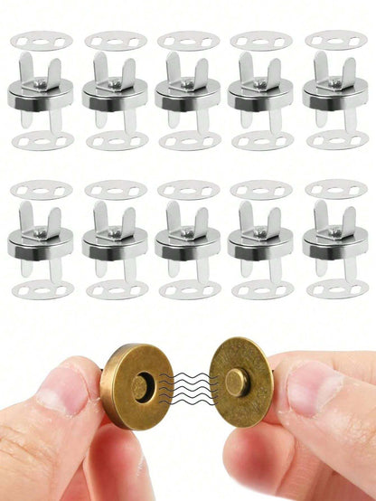 10/20 Sets 14mm Magnetic Button Clasps Snaps Fastener Clasps Button Knitting Buttons Sets For Sewing, Craft, Purses, Bags, Clothes, Leather, Magnetic Purse Closure Fasteners, Sewing On Magnetic Snaps