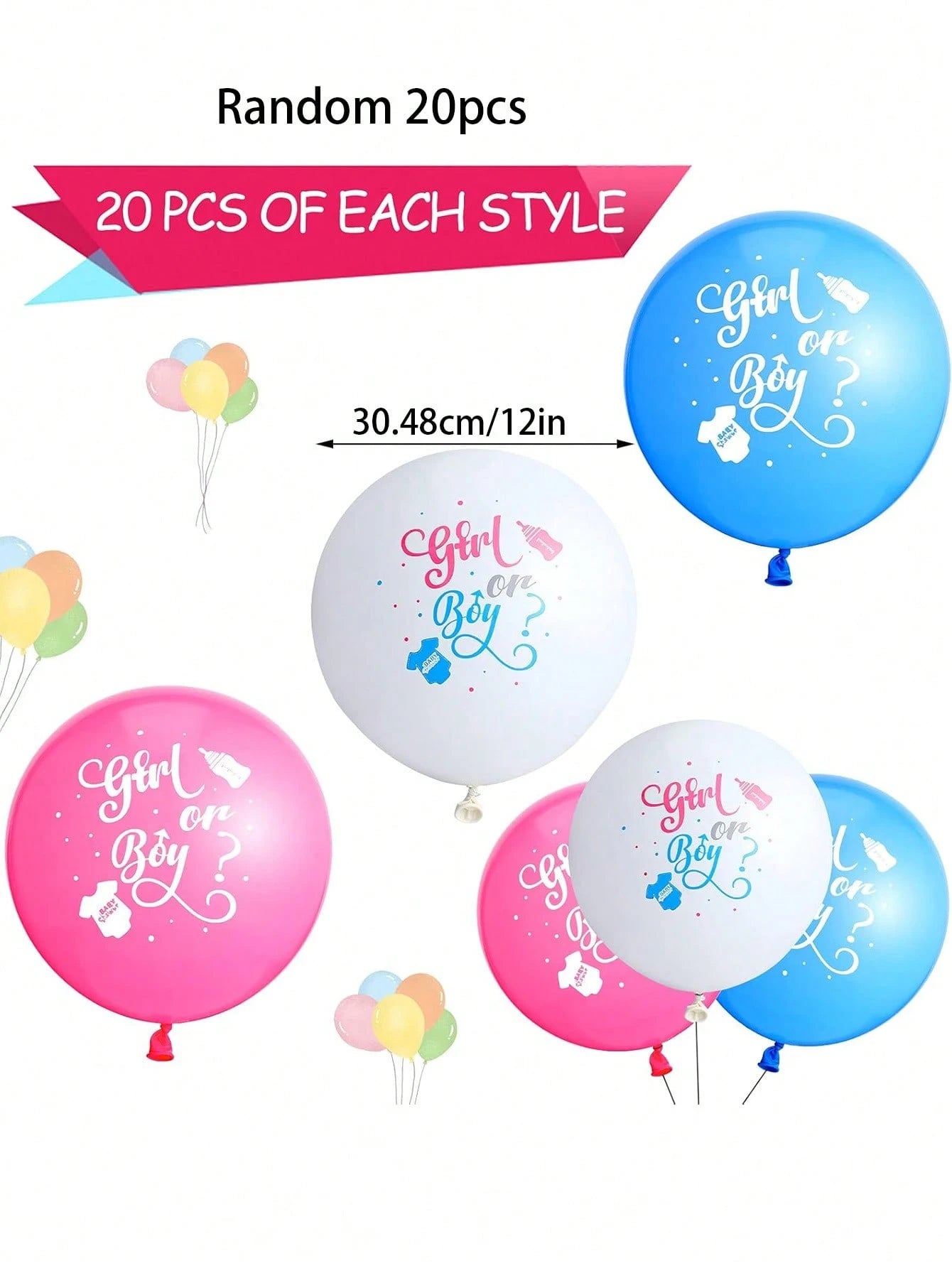 10/20pcs Baby Shower Balloons Its A Boy Or Its A Girl Party Balloons Latex, Gender Reveal Balloons,Transparent Balloons 12in Standard Size