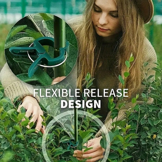 10/30pcs Durable Plant Clips, Gardening Plant Support Clips, Green Lever Ring Clips- These Green Plastic Vine Clips Are Adjustable With Metal Clips, Suitable For Garden And Greenhouse- Support Grape