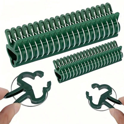 10/30pcs Durable Plant Clips, Gardening Plant Support Clips, Green Lever Ring Clips- These Green Plastic Vine Clips Are Adjustable With Metal Clips, Suitable For Garden And Greenhouse- Support Grape