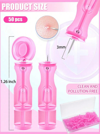 10/50/100/200pcs Disposable Acne Pimple Needles, Effective Blemish And Blackhead Removal Tool, Suitable For All Skin Types, Facial Skin Care Cleaning Tool For Salon And Home Use