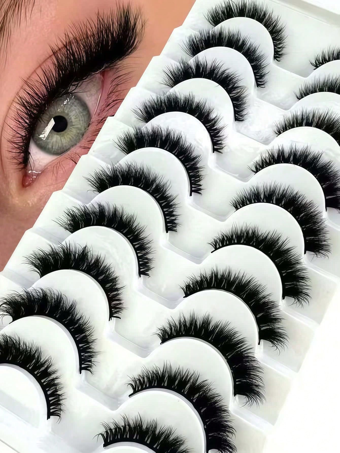 10/7 Pairs Cat Eye False Eyelashes/3D Faux Mink Natural False Eyelashes Classic Russian Dense Eyelash Extensions Faux Mink Strip Lashes/Soft Strip Lashes Set Strip Lashes, Eyelashes, False Eyelashes