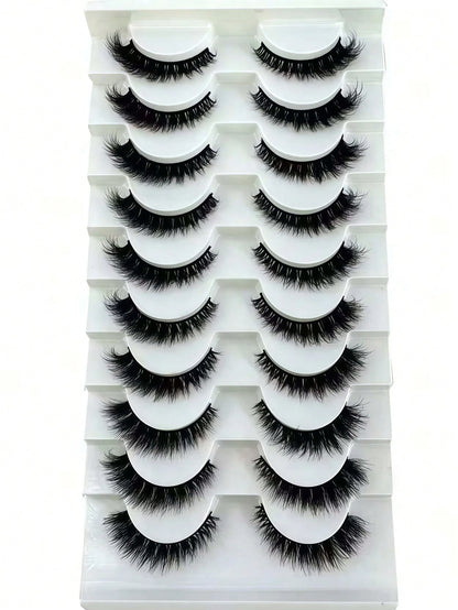 10/7 Pairs Cat Eye False Eyelashes/3D Faux Mink Natural False Eyelashes Classic Russian Dense Eyelash Extensions Faux Mink Strip Lashes/Soft Strip Lashes Set Strip Lashes, Eyelashes, False Eyelashes