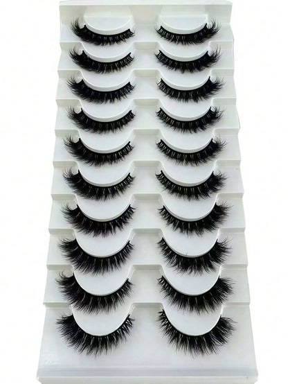 10/7 Pairs Cat Eye False Eyelashes/3D Faux Mink Natural False Eyelashes Classic Russian Dense Eyelash Extensions Faux Mink Strip Lashes/Soft Strip Lashes Set Strip Lashes, Eyelashes, False Eyelashes