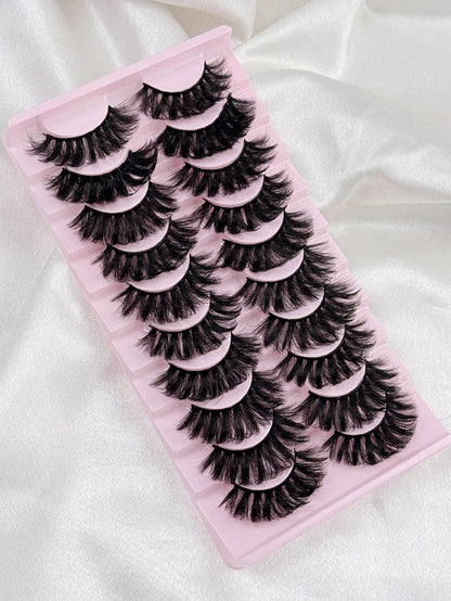 10 Pairs 6D False Eyelashes Dramatic Thick Cross Fluffy 3D Faux Mink Eyelashes For Lasting Extension Strip Dramatic Makeup Lashes Lashes Eyelashes Fake Lashes