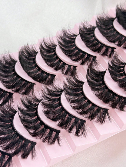 10 Pairs 6D False Eyelashes Dramatic Thick Cross Fluffy 3D Faux Mink Eyelashes For Lasting Extension Strip Dramatic Makeup Lashes Lashes Eyelashes Fake Lashes
