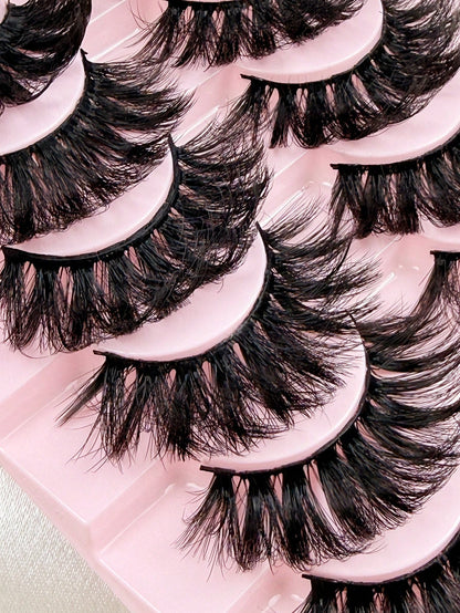 10 Pairs 6D False Eyelashes Dramatic Thick Cross Fluffy 3D Faux Mink Eyelashes For Lasting Extension Strip Dramatic Makeup Lashes Lashes Eyelashes Fake Lashes