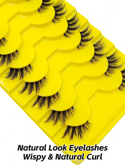 10 Pairs Half-Length False Eyelashes, Soft Natural Cat Eye Corner Lashes, Thin Crossed Corner Style, Fluffy Lashes, Suitable For Party, Evening Banquet, Travel