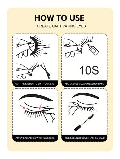 10 Pairs Half-Length False Eyelashes, Soft Natural Cat Eye Corner Lashes, Thin Crossed Corner Style, Fluffy Lashes, Suitable For Party, Evening Banquet, Travel