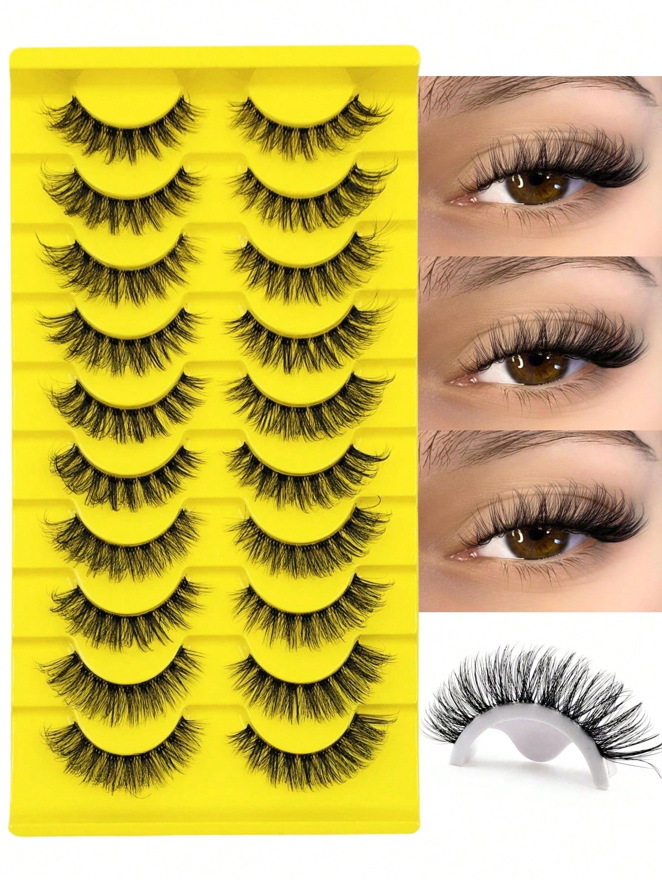 10 Pairs Half-Length False Eyelashes, Soft Natural Cat Eye Corner Lashes, Thin Crossed Corner Style, Fluffy Lashes, Suitable For Party, Evening Banquet, Travel