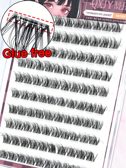 100 Clusters Of Adhesive-Free Self-Adhesive False Eyelashes, Natural Micro-Arc Fluffy Style, Single Cluster Segmented Layered Arrangement, Easy To Use In DIY At Home,Suitable For Various Eye-Fitting N