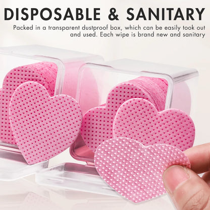 1000/500/400/200pcs Disposable Flanneless Cloth Love/Square Eyelash Makeup Remover Pad, Nail Polish Removing Pad Eyelash Extension Towel, Flanneless Cloth Nail Gel Wiping Eyelash Extension Towel Nail